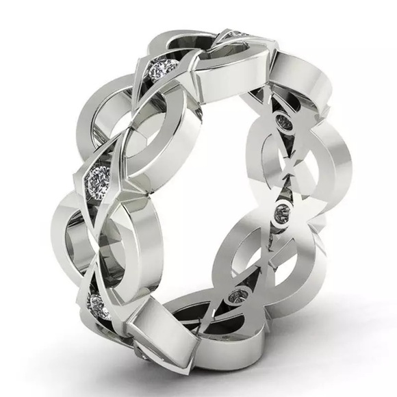 New Unisex 925 Silver Luxury Diamond Ring - Picture 3 of 3